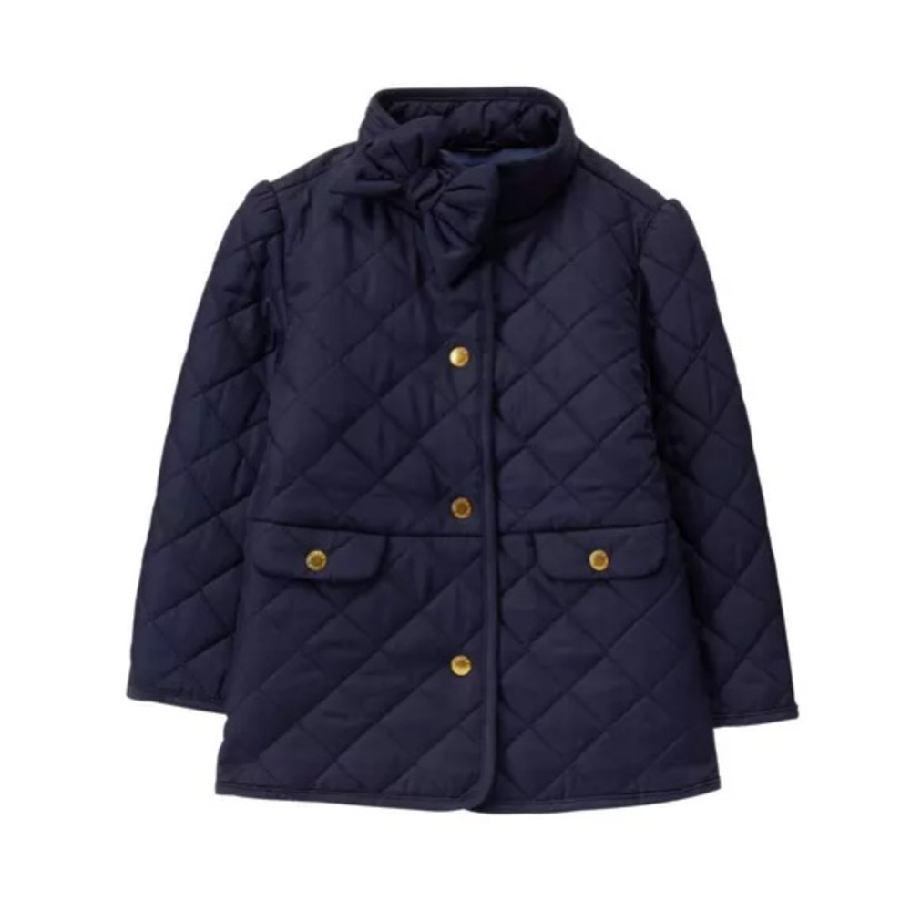 Janie and Jack Navy Bow Quilted Barn Jacket Size 12-18 Months Faux